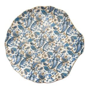 Pair Of Old Lefton Flourish Plate Scalloped Shell Blue China